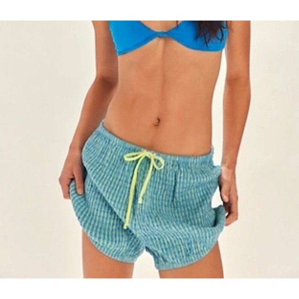 ❤FreePeople Free-est Sofia Plaid Bloomer Mini Shorts Seersucker MidRise S 284114